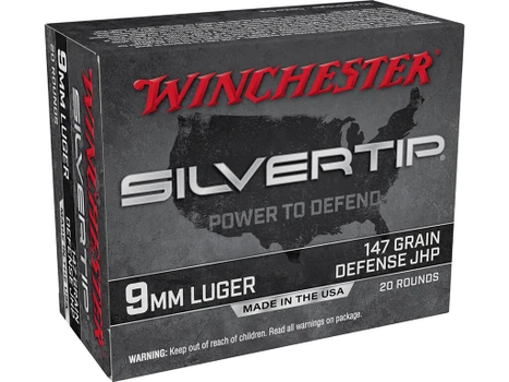 Winchester Ammo W9MMST2 Silvertip 9mmLuger 147gr Silvertip Jacket Hollow Point 20 Per Box/10 Case