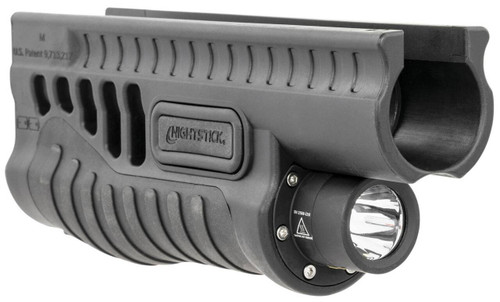 Nightstick SFL11GL SFL Forend LightLaser Black Nylon wOverMolded Grip Mossberg 500590590A1Shockwave 1200 Lumens White LED Bulb Green Laser 203 Meters Beam UPC: 017398808200