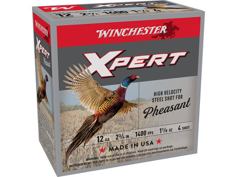 Winchester Ammo WEXP12H4 Xpert Pheasant Lead Free High Velocity 12Gauge 2.75" 1 1/8oz 4Shot 25 Per Box/10 Case