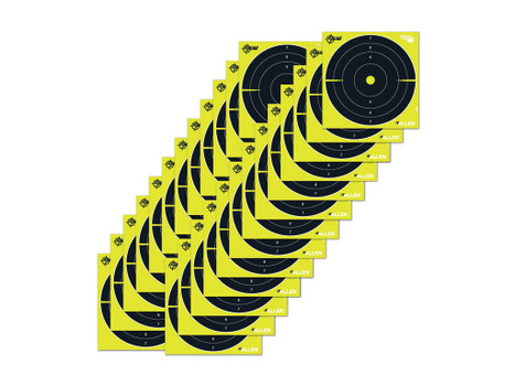 EZ-Aim 15213 Splash Reactive 8" Bullseye Hanging Paper 8" x 8" Black/Yellow White 25 Per Pkg