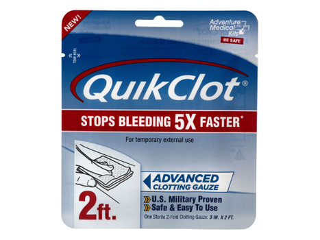Adventure Medical Kits 50200025 QuikClot Stop Bleeding White Clotting Gauze