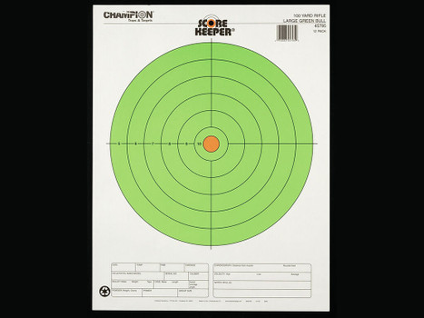 Champion Targets 45795 Score Keeper Bullseye Paper Hanging 100 yds Rifle Large Fluorescent Green & Orange 12 PK