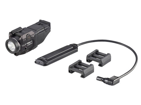 Streamlight 69445 TLR-1 RM w/Laser Black Anodized Aluminum, 500 Lumens White LED Bulb/Red Laser, 210 Meters Beam, Picatinny Rail Mount