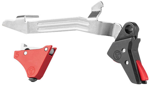 Timney Triggers ALPHAGLOCK5 Alpha Competition 9mm Luger40 SW22 LR Red Straight Trigger Compatible wGlock Gen5  Glock 44 UPC: 081950615001