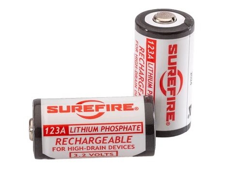 SureFire SFLFP123 123A Batteries White/Black 3.2 Volts 450 mAh (2) Single Pack Rechargeable