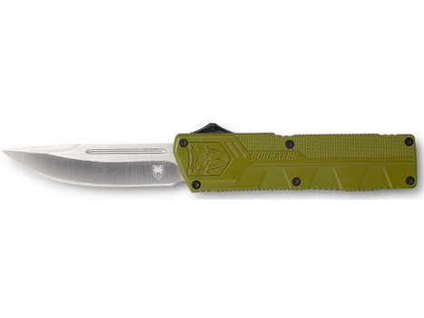 CobraTec Knives ODCTLWDNS Lightweight 3.25" OTF Drop Point Plain D2 Steel Blade/OD Green Aluminum Handle Includes Pocket Clip