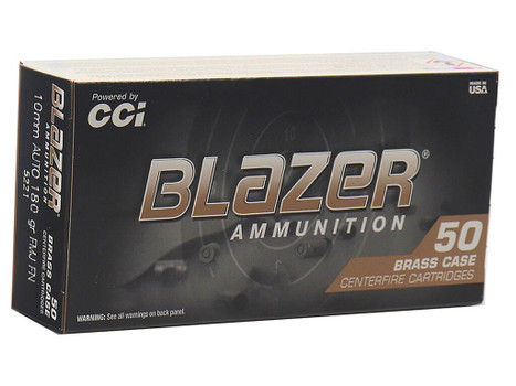 CCI 5221 Blazer Brass Handgun 10mmAuto 180gr Full Metal Jacket 50 Per Box/20 Case