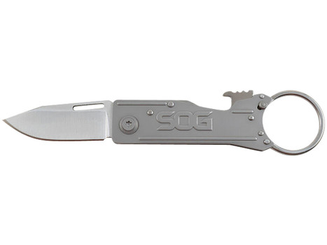 S.O.G SOG-KT1001-C KeyTron 1.80" Folding Plain Clip Point Grey 5Cr13MoV SS Blade/ Grey Stainless Steel Handle