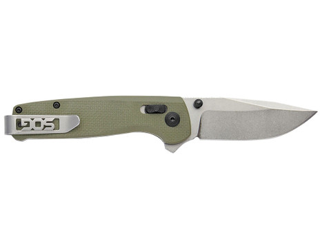 S.O.G SOGTM1022CP Terminus XR 2.95" Folding Plain Clip Point Stone Washed D2 Steel Blade/Olive Drab Textured G10 Handle