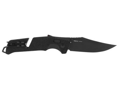 S.O.G SOG11120541 Trident AT 3.70" Folding Clip Point Plain Black TiNi Cryo D2 Steel Blade/Blackout GRN Handle Features Line Cutter/Glass Breaker
