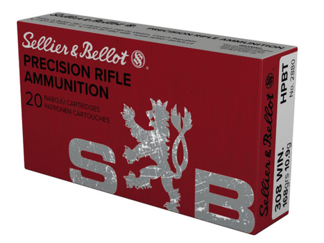 Sellier & Bellot SB308G Rifle 308Win 168gr Hollow Point Boat Tail 20 Per Box/25 Case
