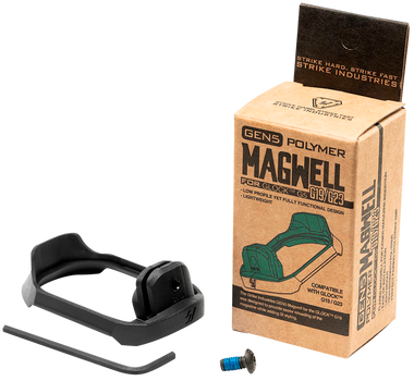 Strike Industries G5MAGWELL19 Flared Magwell  9mm Luger/40 S&W Compatible w/Glock 19/23 Gen5, Black Polymer                                                                                             
