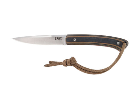 CRKT 2382 Biwa 3.02" Fixed Plain Satin 8Cr13MoV SS Blade/Black/Brown G10 Handle Includes Lanyard/Sheath