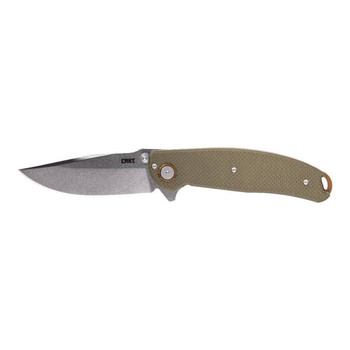 CRKT 2471 Butte  3.36 Folding Plain Stonewashed D2 Steel BladeOD Green G10 Handle Includes Pocket Clip UPC: 794023247107