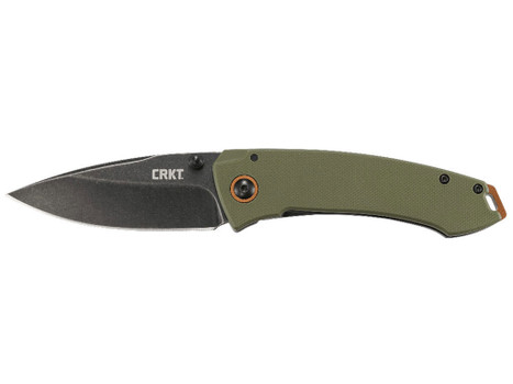 CRKT 2520 Tuna 3.22" Folding Plain Stonewashed 8Cr14MoV SS Blade Black/Green G10/SS Handle Includes Pocket Clip