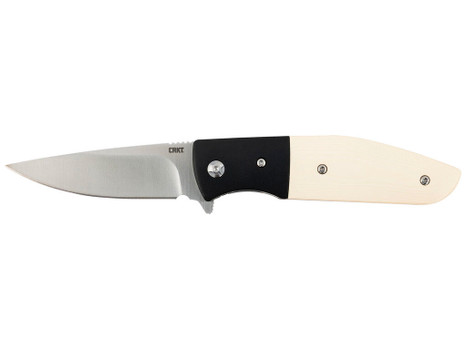 CRKT 2867 Curfew 3.10" Folding Plain Satin 8Cr13MoV SS Blade/Black/White Resin Infused Fiber w/Aluminum Bolster Handle Includes Pocket Clip