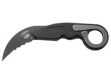 CRKT 4040V Provoke 2.41" Folding Hawkbill Veff Serrated Black TiCN D2 Steel Blade, Black Aluminum Handle, Includes Pocket Clip