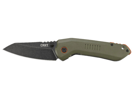 CRKT 6280 Overland 3" Folding Sheepsfoot Plain Stonewashed 8Cr13MoV SS Blade/ Green G10/SS Handle Includes Pocket Clip