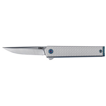 CRKT 7081 CEO  Micro 2.36 Flipper Drop Point Plain Satin 12C27 Sandvik Blade Silver Textured wBlue Liner  Accents Aluminum Handle Includes Pocket Clip UPC: 794023708103