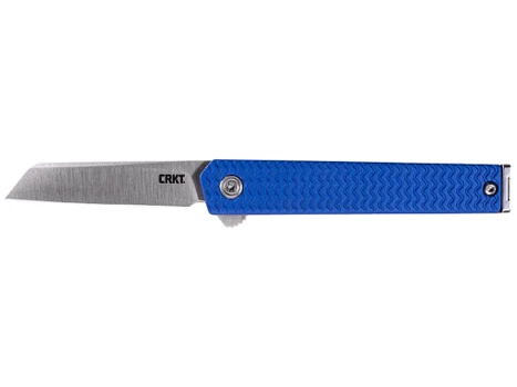 CRKT 7083 CEO Microflipper Micro 2.21" Flipper Sheepsfoot Plain Satin 12C27 Sandvik Blade, Blue Textured w/Silver Liner & Accents Aluminum Handle, Includes Pocket Clip
