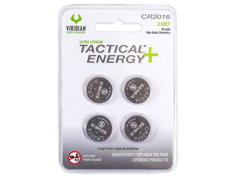 Viridian 3500013 CR2016 Lithium Battery Tactical Energy Silver 3.0 Volts 85 mAh (4) Single Pack