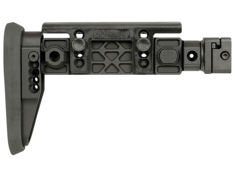 Midwest Industries MIAKALPHAFS Alpha Folding Stock Black Synthetic Side Folding Stock with Adjustable Cheekrest, Compatible w/ 1913 Picatinny Rail Adapter for AK-Platform