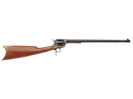 Cimarron MP419 Revolving Carbine Full Size 45 Colt (Long Colt) 6 Shot 18" Blued Stainless Steel Barrel, Color Case Hardened Stainless Steel Receiver, Walnut Shoulder Stock, Right Hand