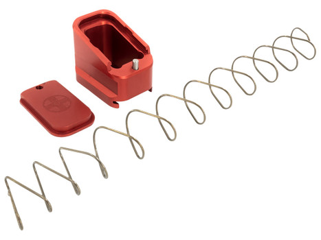 Shield Arms G17ME5RED Magazine Extension +5 Extended 40 S&W/9mm Luger Compatible w/Glock 17/19X/22/34/35/45, Red Anodized Aluminum