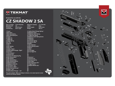 TekMat TEKR17CZSHDW2 CZ Shadow 2 SA Cleaning Mat Black/White Rubber 11"x17" CZ-75 Shadow 2 SA Diagram