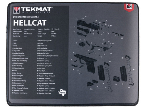 TekMat TEKR20HELLCAT Ultra 20 Cleaning Mat Black/Gray Rubber 15"x20" Springfield Hellcat Parts Diagram