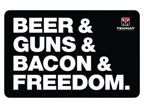 TekMat TEKR17BGBF Cleaning Mat Black/White Rubber 11"x17" "Beer & Guns & Bacon & Freedom