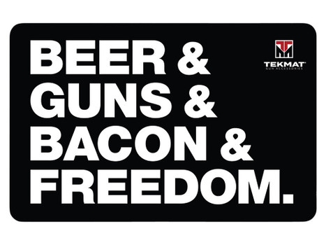 TekMat TEKR17BGBF Cleaning Mat Black/White Rubber 11"x17" "Beer & Guns & Bacon & Freedom