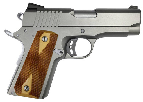 Rock Island 56829 Standard CS Rock Compact 9mm Luger 81 3.60 Stainless Button Rifled Steel Barrel Stainless Serrated Slide Matte Stainless Steel Frame wBeavertail Wood Double Checkered Grip UPC: 4806015568292