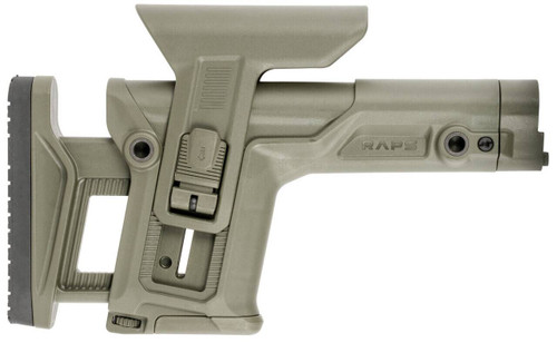 FAB Defense FXRAPSG RAPS Rapid Adjustment Precision Stock Integrated CheekRest  Adjustable LOP Ambidextrous 1Latch System OD Green Polymer UPC: 7290111586132