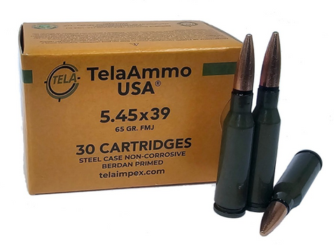 TelaAmmo 5.45x39mm, 65 GR, Steel Case, FMJ Box of 30 UPC: 4760167510021