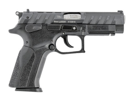 Grand Power 8588005808644 K100 Mk23 9mm Luger 15+1 4.25" Stainless Rotating Barrel, Black Optic Ready/Serrated Slide, Black Frame w/Accessory Rail, Textured Grip