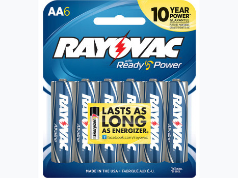 Rayovac 8156F AA HIGH ENERGY Alkaline Batteries Silver/Blue 1.5 Volts 2,700 mAh (6) Single Pack