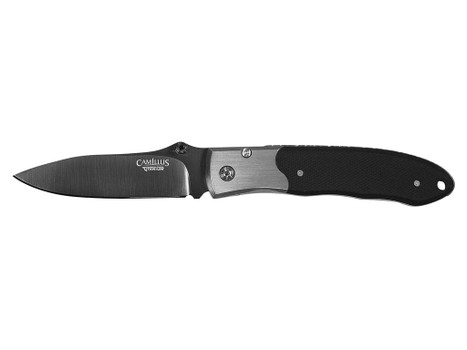 Camillus 18671 Pristine 3" Folding Drop Point Plain Black VG-10 Carbonitride Titanium Blade, Black/Silver G10/SS Handle