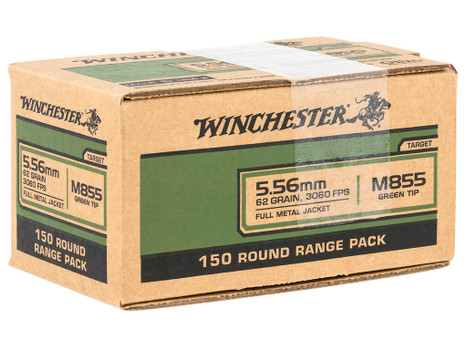Winchester Ammo WM855150 USA M855 Green Tip 5.56x45mmNATO 62gr Full Metal Jacket 150 Per Bx/4 Case *Value Pack