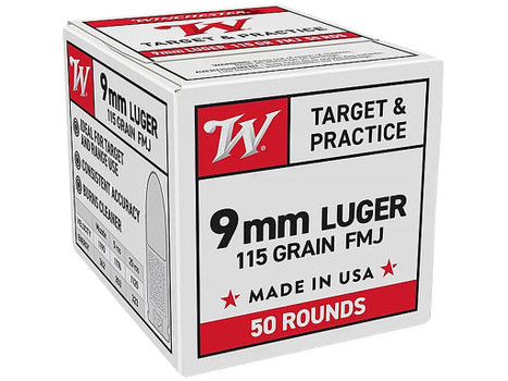 Winchester Ammo W9MM50 9mmLuger 115gr Full Metal Jacket 50 Per Box/20 Case