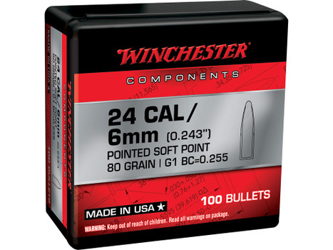 Winchester Ammo WB243SP80X Centerfire Rifle 243Win 80gr Pointed Soft Point 100 Per Box/10 Case