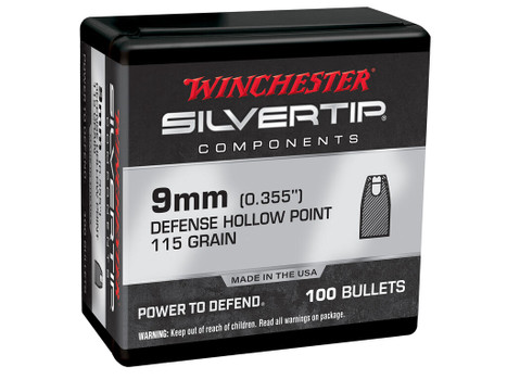 Winchester Ammo WB9ST115X Centerfire Handgun Reloading 9mm 115gr Silvertip Hollow Point 100 Per Box/10 Case