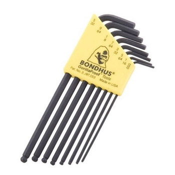 BONDHUS STANDARD 8-PIECE HEX WRENCH SET - .050-5/32 UPC: 037231109325