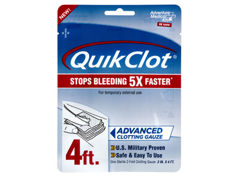 Adventure Medical Kits 50200026 QuikClot Stop Bleeding White 3" x 48" Clotting Gauze