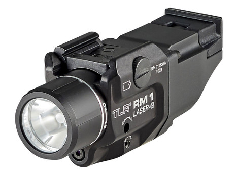 Streamlight 69444 TLR-1 RM w/Laser Black Anodized Aluminum, 500 Lumens White LED Bulb/Green Laser, 210 Meters Beam, Picatinny Rail Mount