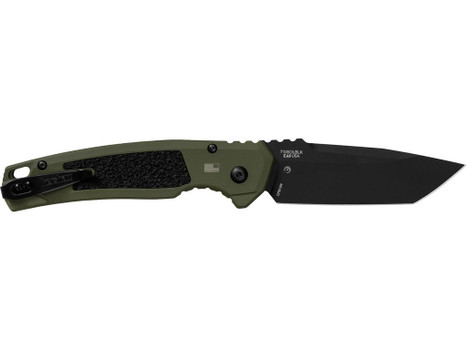 Kershaw 71050LBLK Launch 16 Automatic 3.45" Folding Tanto Plain Black Cerakote CPM M4 Blade, Olive Cerakote w/Black Oxide Hardware Aluminum Handle, Includes Pocket Clip