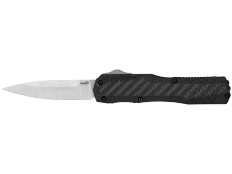 Kershaw 9000CF Livewire 3.35" OTF Dagger, Plain Black PVD CPM MagnaCut Steel Blade, Black Anodized Aluminum Handle