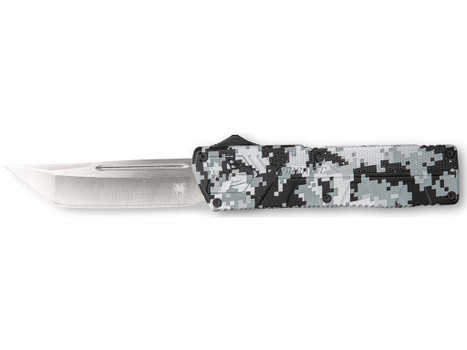 CobraTec Knives WDCCTLETNS Lightweight 3.25" OTF Tanto Plain D2 Steel Blade/Winter Digi Camo Aluminum Handle Includes Pocket Clip