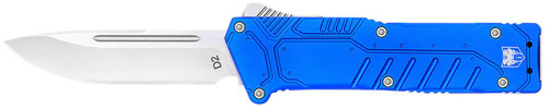 CobraTec Knives BLUSFDNS Special Forces  3.25" OTF Drop Point Plain Satin D2 Steel Blade, 4.75" Blue Textured Anodized Aluminum Handle UPC: 099654038941