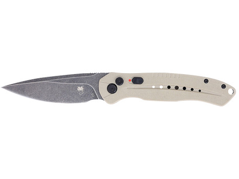 CobraTec Knives TANDIABLOAUTO Diablo 3.50" Folding Black Stonewashed D2 Steel Blade, 4.75" Tan Textured G10 Scales Handle